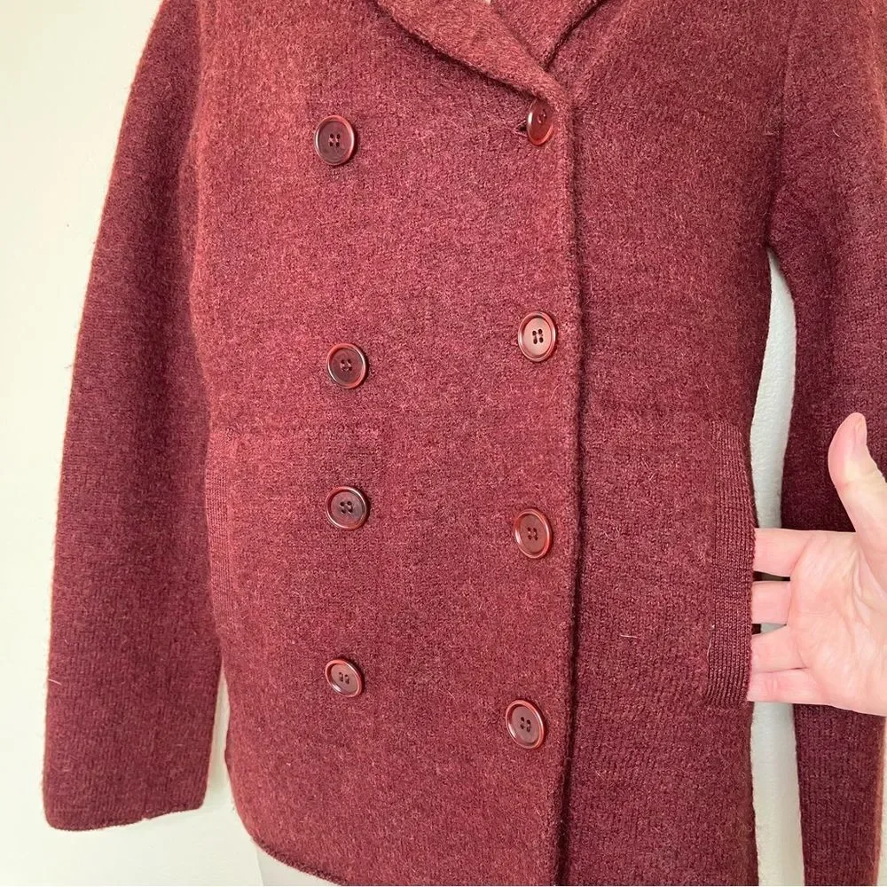 J Crew 100% Wool Double Breasted Peacoat Brick Rust Jacket Women Small Unlined - Picture 5 of 12